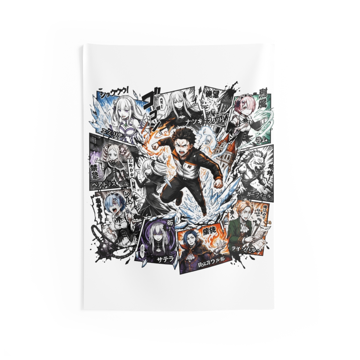 Subaru And Emilia Heroes Collage Tapestry | Re:Zero